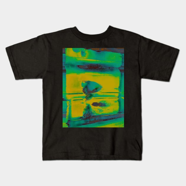 Abstract Glitch Green "Screen" Kids T-Shirt by raspberry-tea